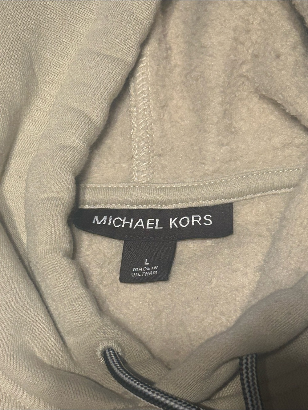Michael Kors Taupe Fleece-Lined Hoodie with Drawstring
